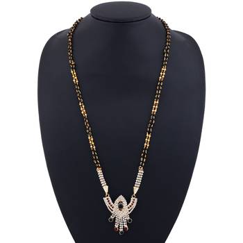 SILVER SHINE Gold Plated Green and Red Diamond Necklace Mangalsutra For Women Jewellery 5