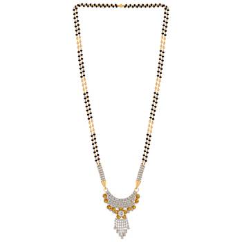 SILVER SHINE Gold Plated White Diamond Necklace Mangalsutra For Women Jewellery 2