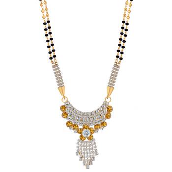 SILVER SHINE Gold Plated White Diamond Necklace Mangalsutra For Women Jewellery 3