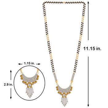 SILVER SHINE Gold Plated White Diamond Necklace Mangalsutra For Women Jewellery 4