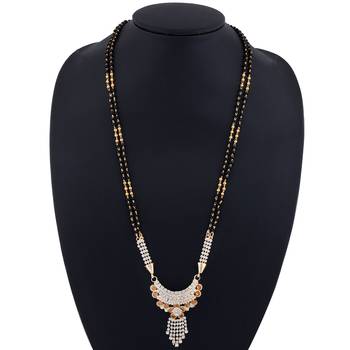 SILVER SHINE Gold Plated White Diamond Necklace Mangalsutra For Women Jewellery 5