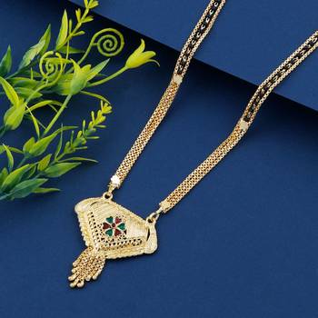 SILVER SHINE Attractive Gold Plated Chain Pandent Designer Necklace Mangalsutra For Women Jewellery 1