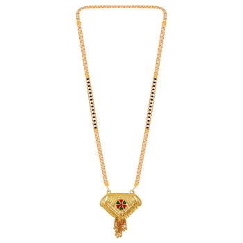 SILVER SHINE Attractive Gold Plated Chain Pandent Designer Necklace Mangalsutra For Women Jewellery 2