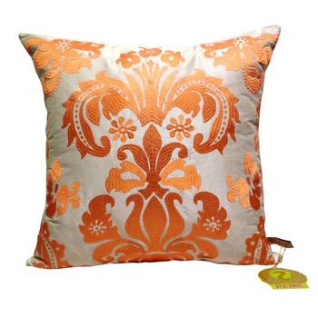 Damask Pattern Cushion Cover Orange 1