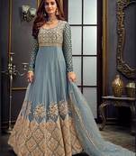 Grey embroidered net salwar