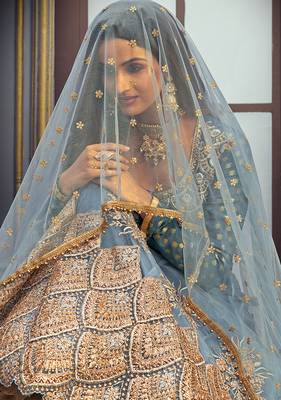 Grey embroidered net salwar 3