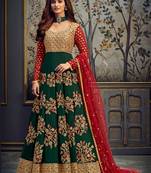Dark-green embroidered georgette salwar