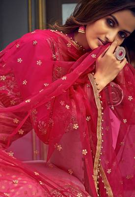 Light-pink embroidered jacquard salwar kameez 3