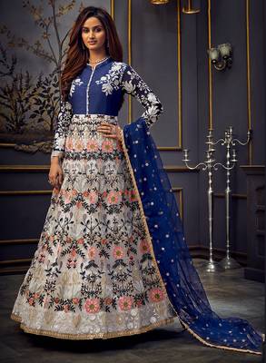 White embroidered net salwar 1