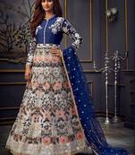 White embroidered net salwar