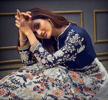 White embroidered net salwar 4