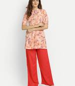 Orange printed crepe party-wear-kurtis