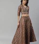 Brown digital print

 art silk stitched lehenga