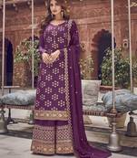 Purple embroidered jacquard salwar