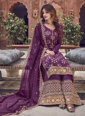 Purple embroidered jacquard salwar 2