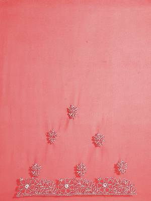 Hand Embroidered Red Faux Georgette Lucknowi Chikankari Indian Women Saree With Blouse 5