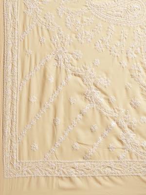 Ada Hand Embroidered Fawn Georgette Lucknow Chikan Saree with Blouse - A191793 3