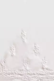 Hand Embroidered White Georgette Lucknow Chikan Saree With Blouse