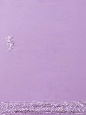 Purple Hand Embroidered Faux Georgette Lucknowi Chikankari Indian Women Saree With Blouse 4