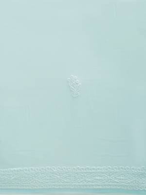 Ada Sea Green Hand Embroidered Faux Georgette Lucknowi Chikankari Women Saree With Blouse - A191628 8