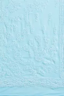 Ada Hand Embroidered Blue Faux Georgette Lucknowi Chikankari Women Saree With Blouse - A130227