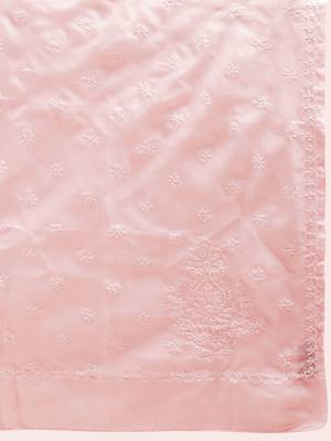 Ada Pink Hand Embroidered Cotton Lucknowi Chikankari Women Saree With Blouse - A346142 7