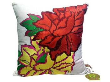 Reme Embroidered Floral Cushion Cover 1