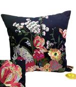 Embroidered Black Floral Cushion Cover