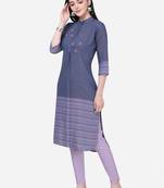 Purple woven cotton cotton-kurtis