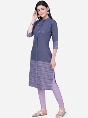 Purple woven cotton cotton-kurtis 2