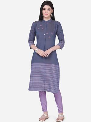 Purple woven cotton cotton-kurtis 3