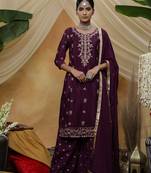Purple sequins chiffon salwar