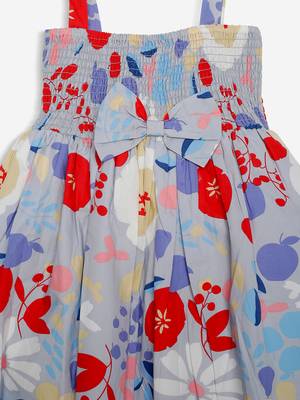 Blue woven cotton kids-frocks 1