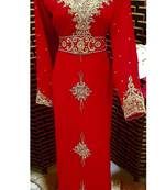 Red Georgette Handwork Embroidered Kaftan