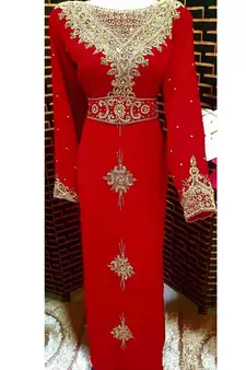 Red Georgette Handwork Embroidered Kaftan