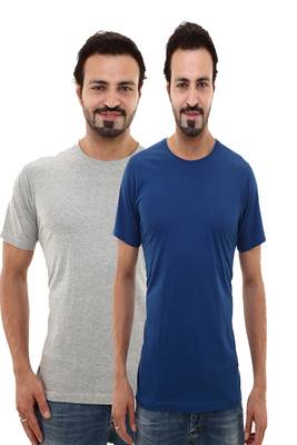 Multicolor plain cotton men-tshirts in Grey, Royal Blue  1