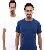 Multicolor plain cotton men-tshirts in White, Royal Blue 