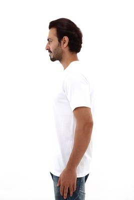 Multicolor plain cotton men-tshirts in White, Royal Blue  4