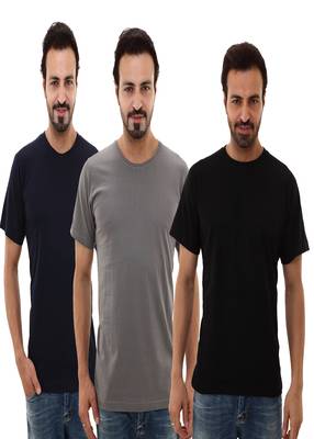 Multicolor plain cotton men-tshirts in Navy Blue, Grey, Black  1