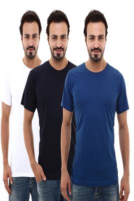 Multicolor plain cotton men-tshirts in Navy Blue, Royal Blue, White  1