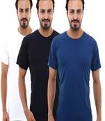 Multicolor plain cotton men-tshirts in Navy Blue, Royal Blue, White 