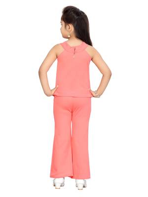 Orange plain blended cotton girls-dresses 4