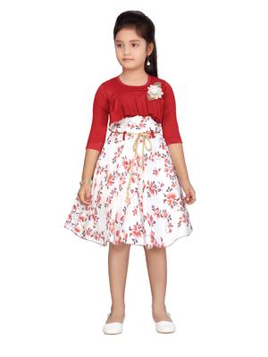 Maroon plain blended cotton girls-dresses 1