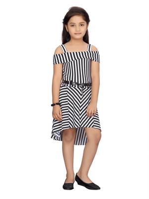 Black plain blended cotton kids-frocks 1
