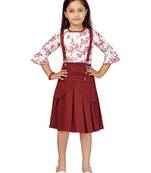 White plain blended cotton girls-top-bottom