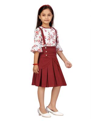 White plain blended cotton girls-top-bottom 2