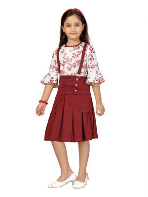 White plain blended cotton girls-top-bottom 3