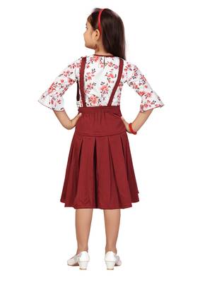 White plain blended cotton girls-top-bottom 4