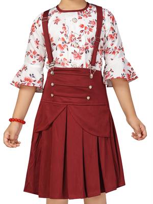 White plain blended cotton girls-top-bottom 5