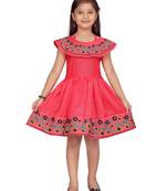 Red plain silk girls-dresses